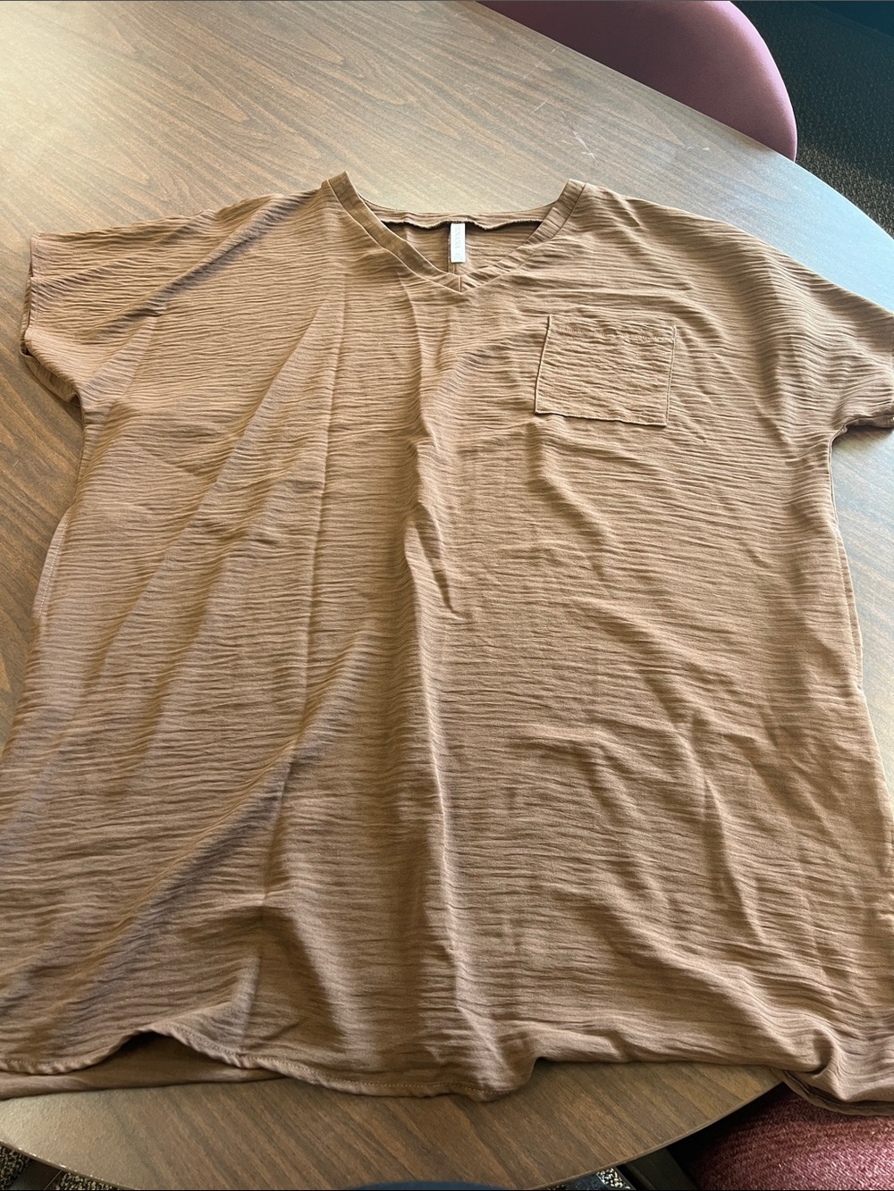 Zenana Outfitters Short-Sleeve Pocket Tee/Short Dress - Brown Tan